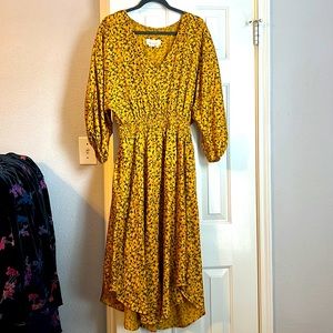 NWOT Anthropologie smocked waist golden dress